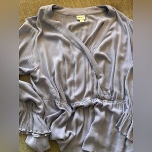 Ava & Viv Lavender Textured Peplum Blouse 2X | Flowy Rayon Top